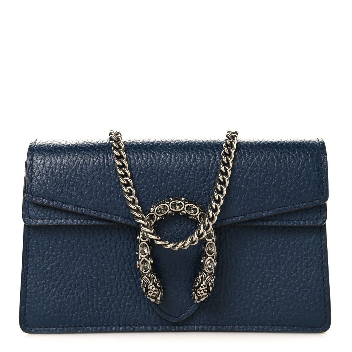 Dollar Calfskin Crystal Super Mini Dionysus Shoulder Bag Blue Agata Black Diamond