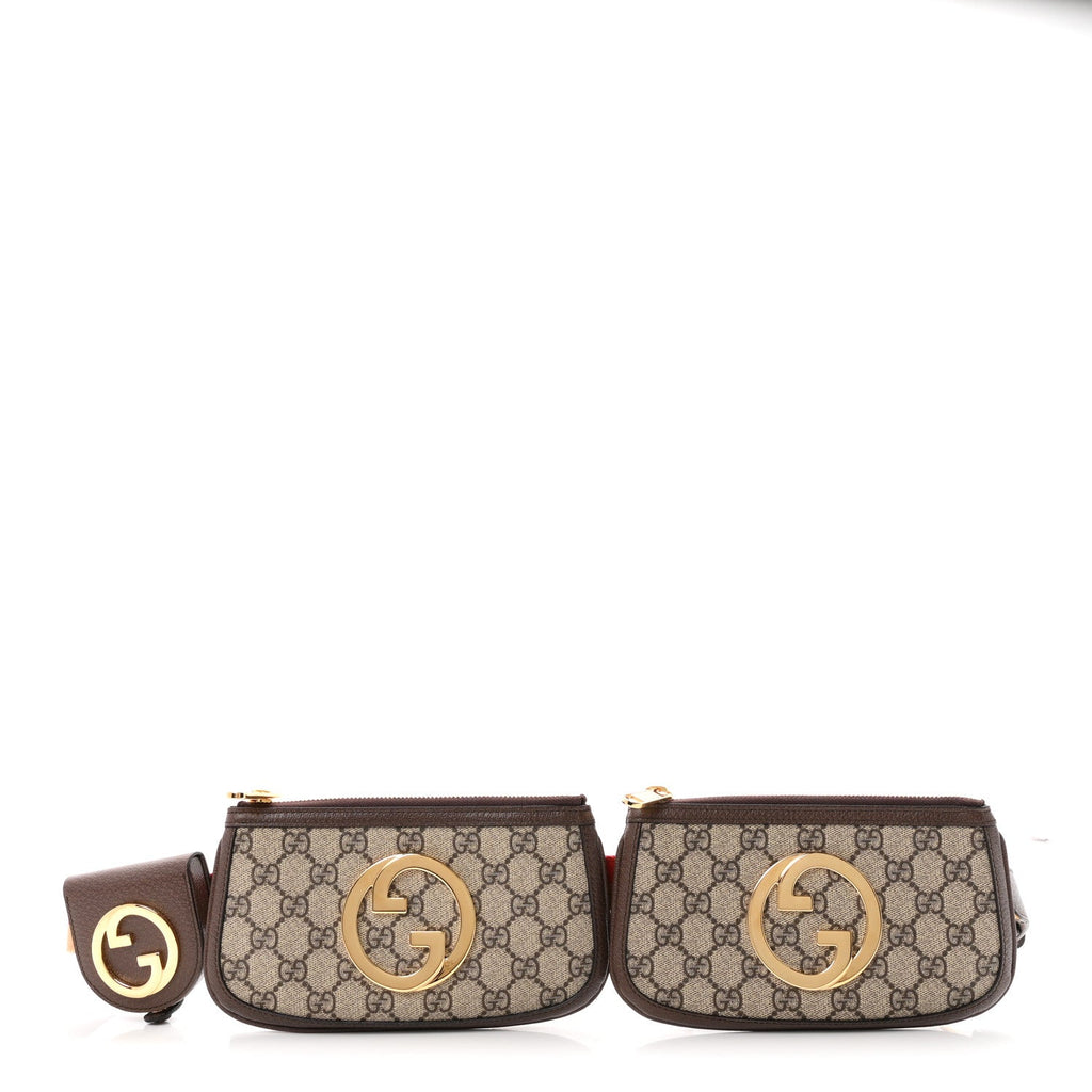 GG Supreme Monogram Textured Dollar Calfskin Mini Blondie Belt Bag Beige Ebony New Acero