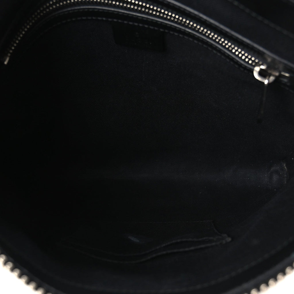 GG Supreme Monogram Appia Calfskin Web Flat Messenger Bag Black Grey