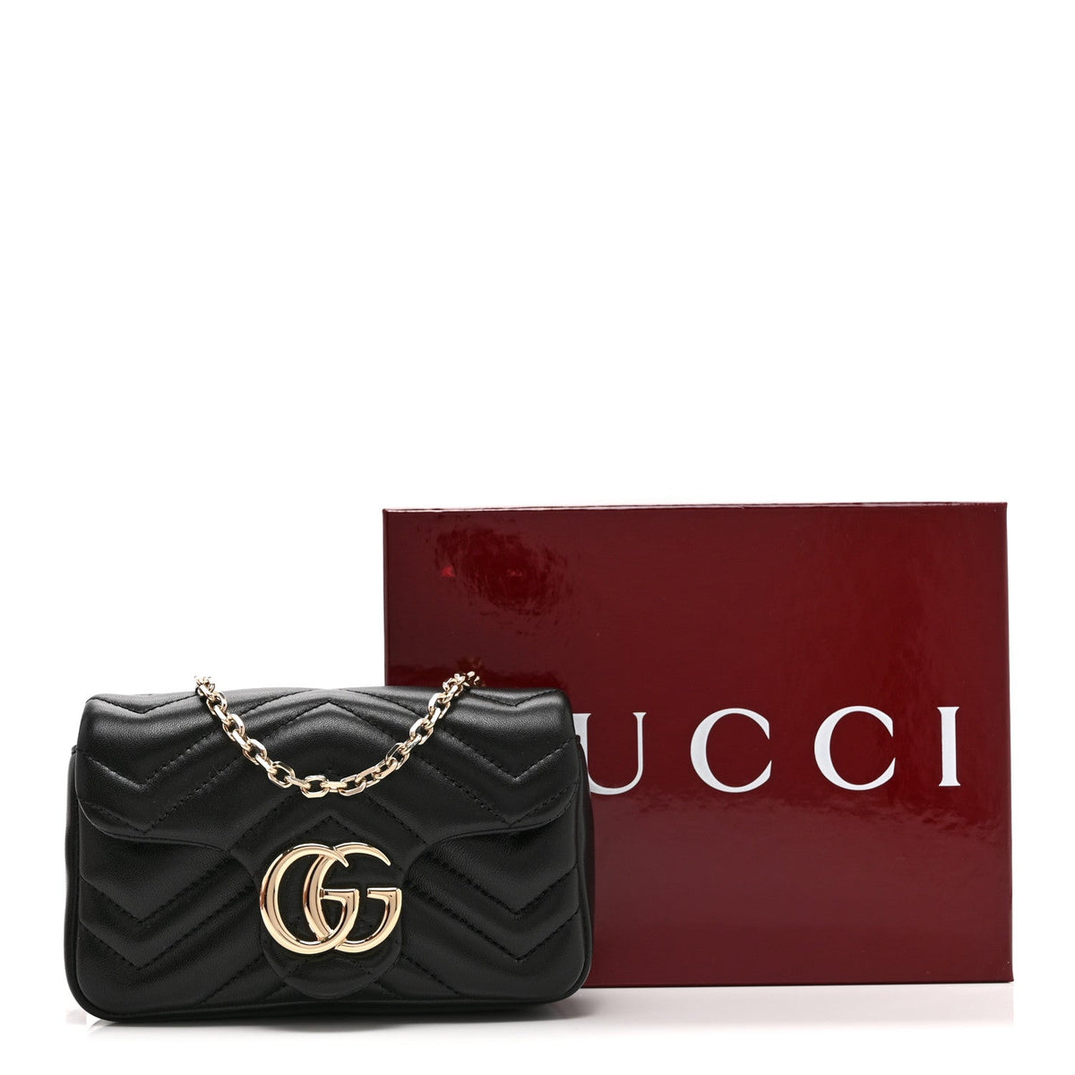 Lambskin Matelasse Mini GG Marmont Shoulder Bag Black