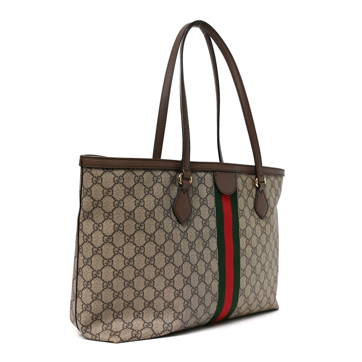 GG Supreme Monogram Medium Ophidia Shopping Tote Brown