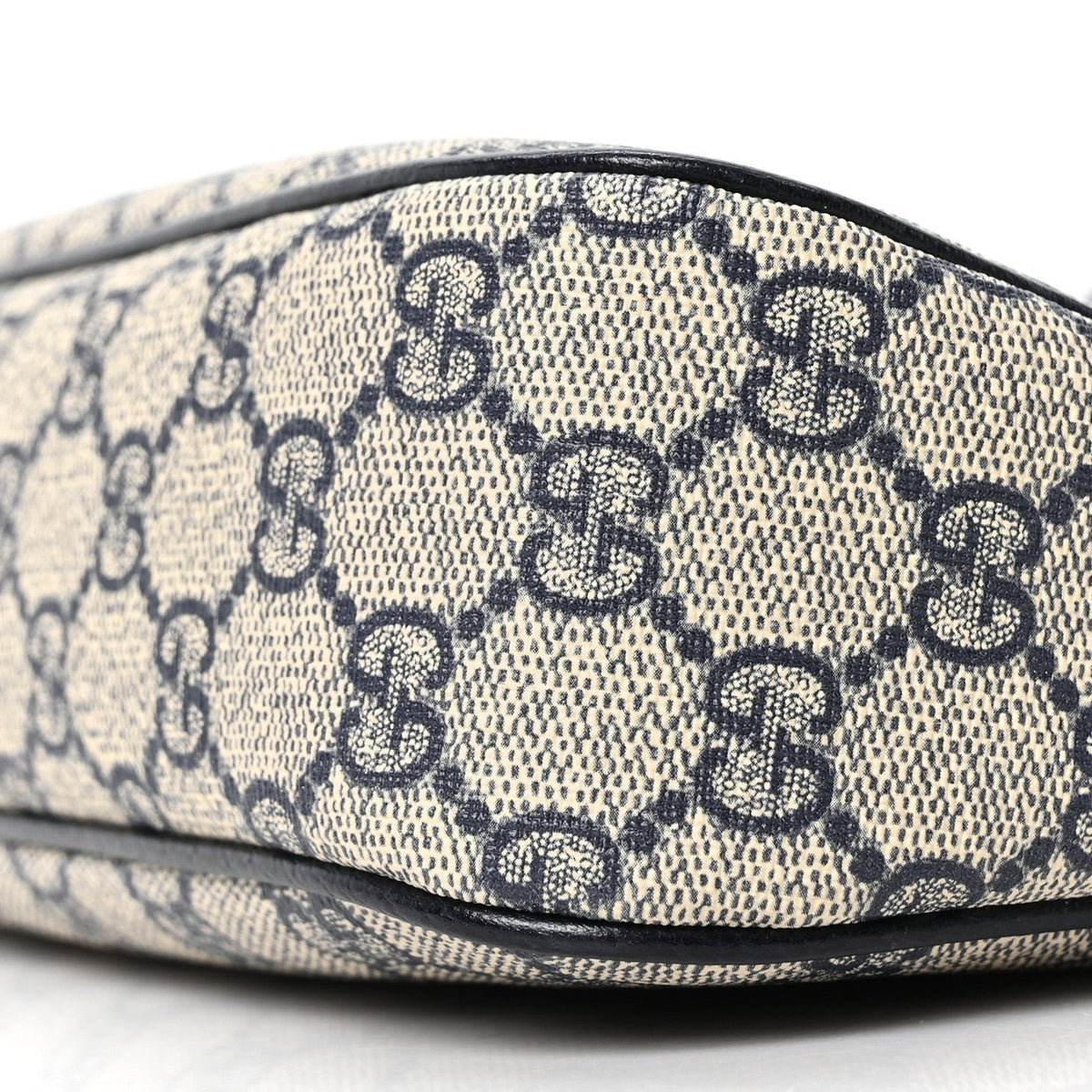 GG Supreme Monogram Textured Dollar Calfskin Web Small Ophidia GG Handbag Beige Blue