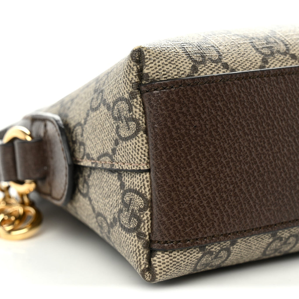 GG Supreme Monogram Textured Dollar Calfskin Web Small Ophidia Dome Shoulder Bag Beige Ebony New Acero