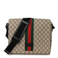 GG Supreme Monogram Web Flap Messenger Bag Black