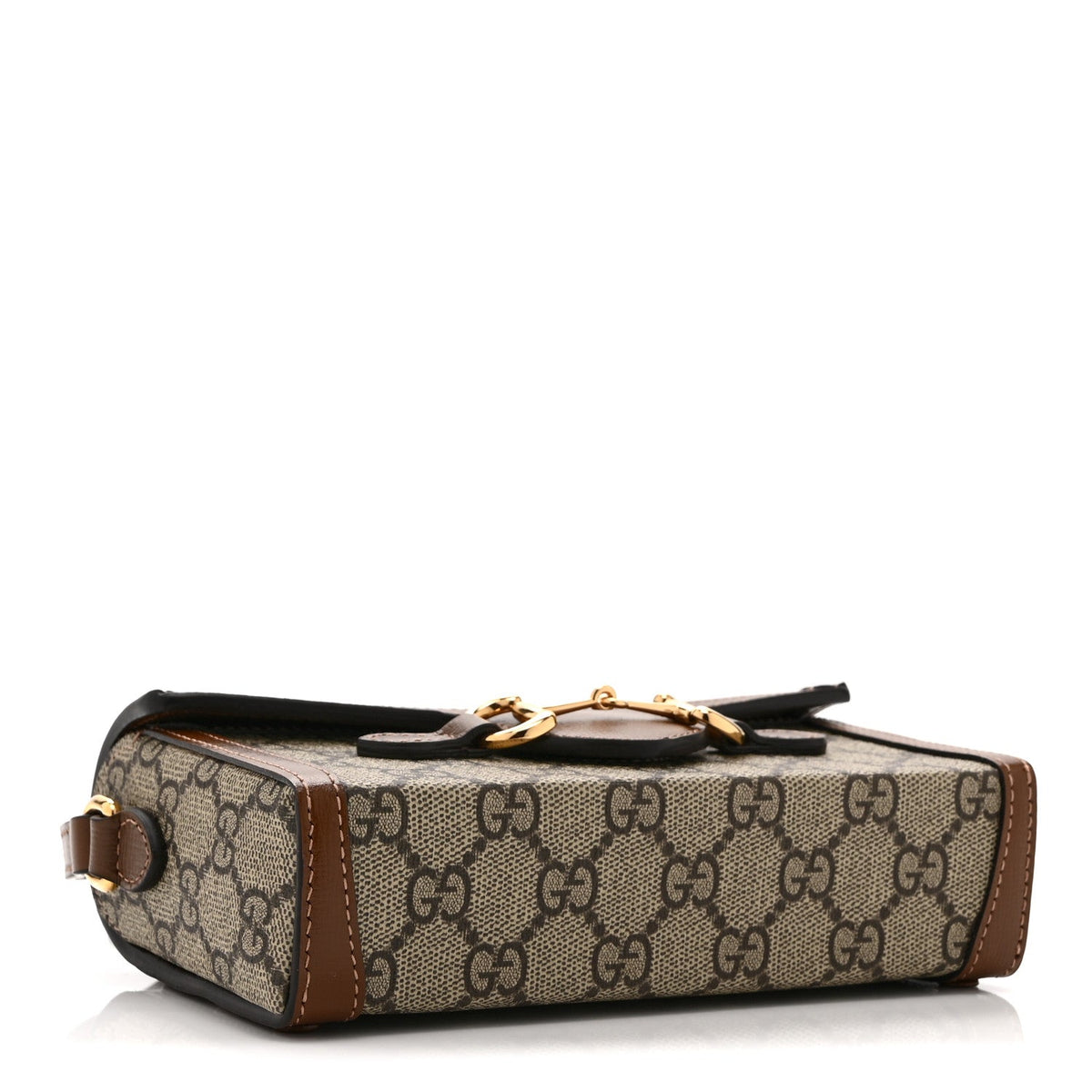GG Supreme Monogram Mini Horsebit 1955 Shoulder Bag Beige Brown Sugar