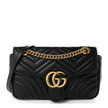 Calfskin Matelasse Small GG Marmont Shoulder Bag Black