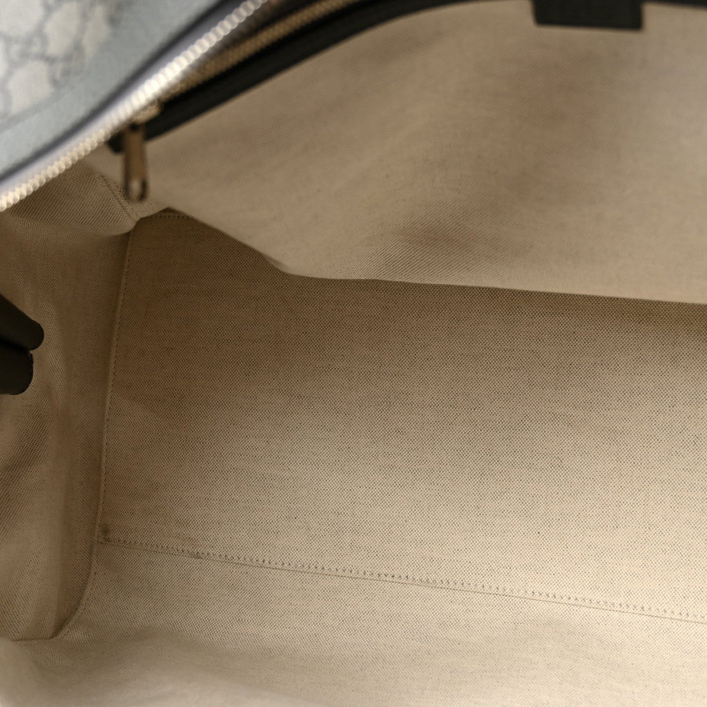 GG Supreme Monogram Textured Dollar Calfskin Large Savoy Duffle Bag Grey Black Graphite Grey