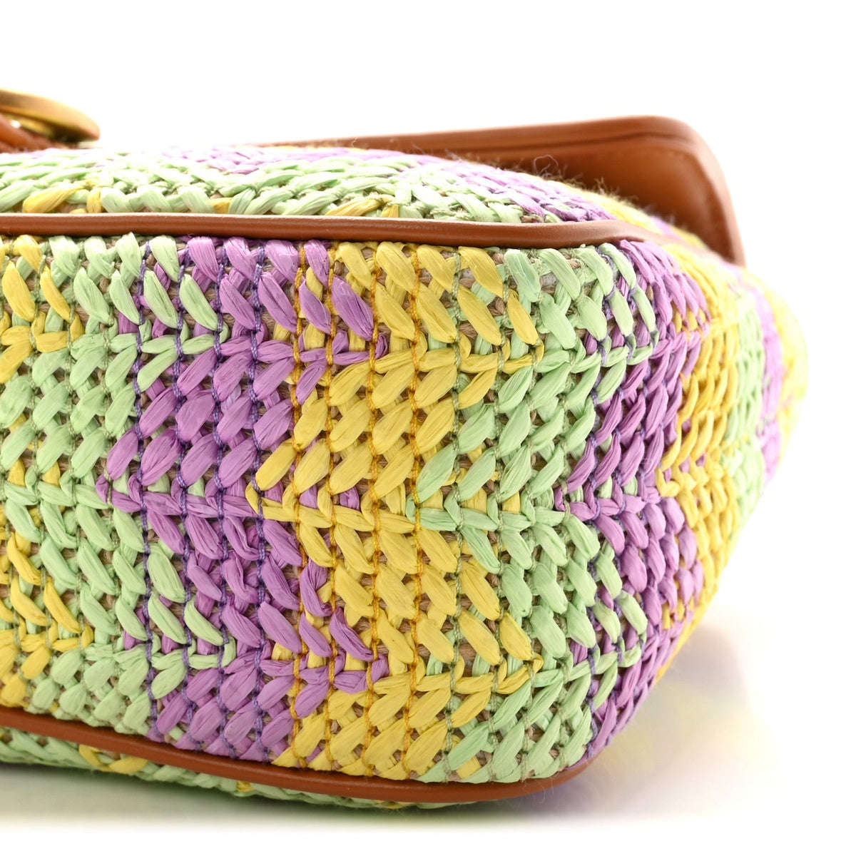 Calfskin Raffia Woven Small GG Marmont Shoulder Bag Multicolor