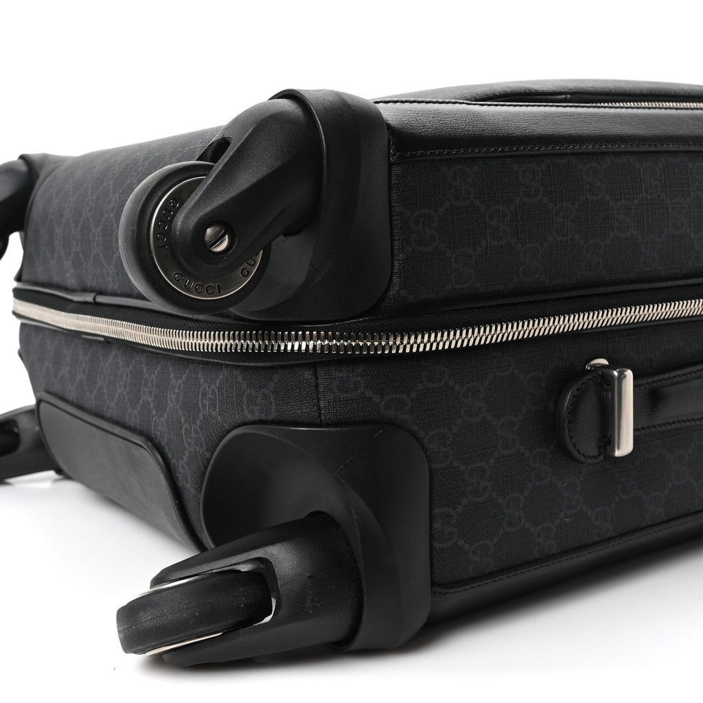 GG Supreme Monogram Four Wheel Suitcase Black Grey