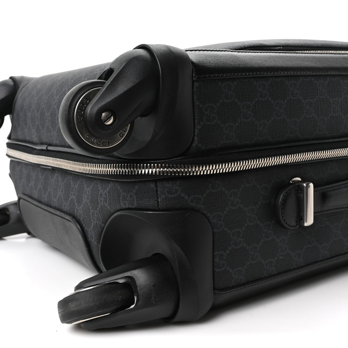 GG Supreme Monogram Four Wheel Suitcase Black Grey