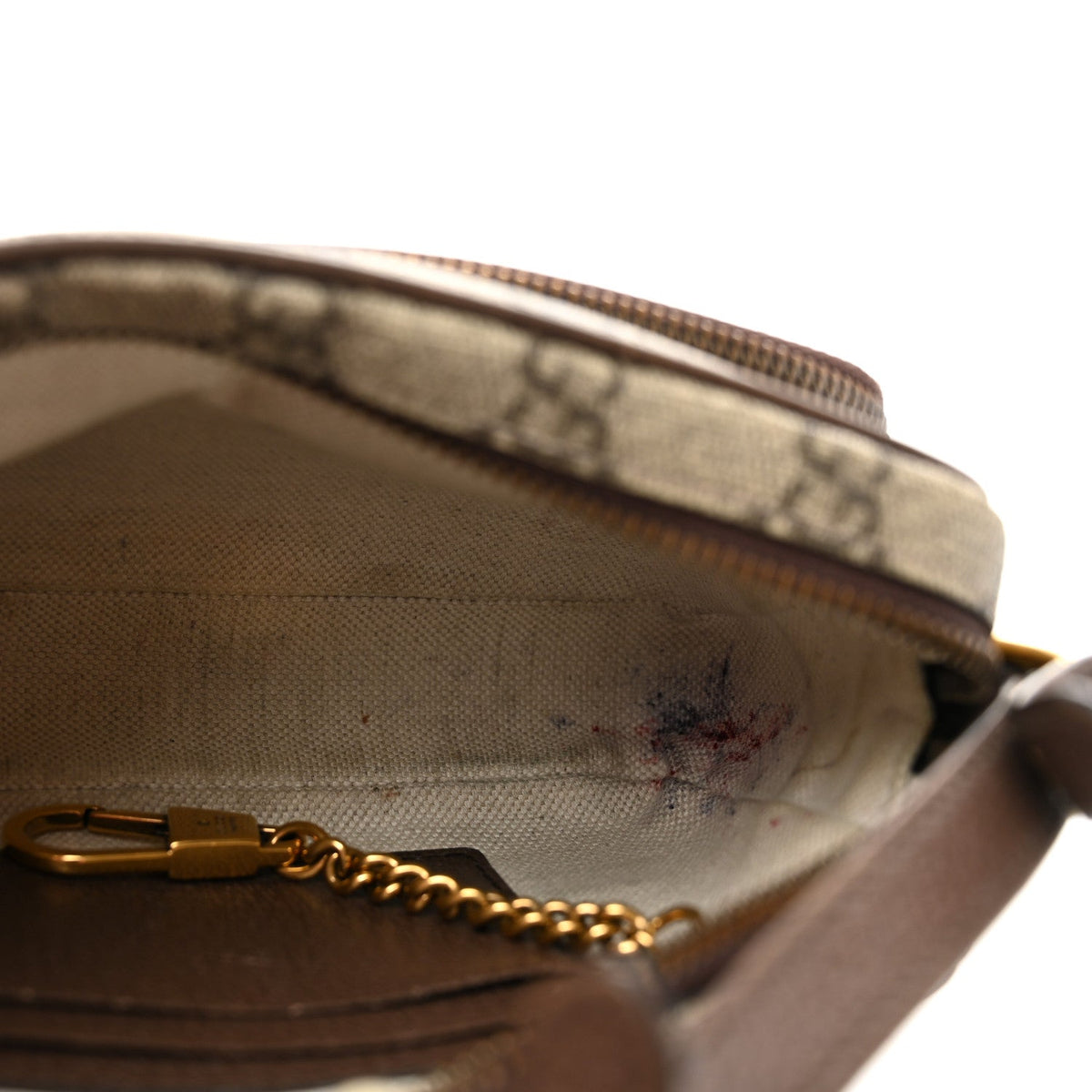 GG Supreme Monogram Textured Dollar Calfskin Web Mini Ophidia Convertible Shoulder Bag Beige Ebony New Acero