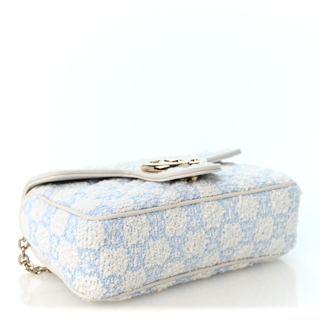 Sponge Boucle Matelasse Mini GG Marmont Shoulder Bag White Light Blue Grey