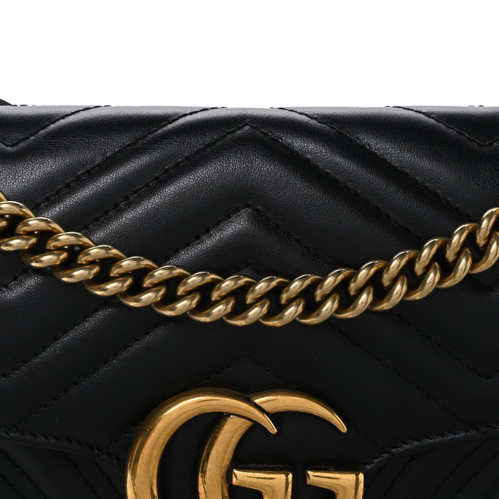 Calfskin Matelasse Small GG Marmont Shoulder Bag Black