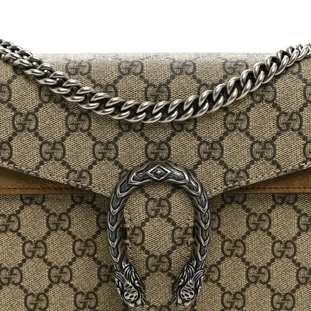 GG Supreme Monogram Suede Small Dionysus Shoulder Bag Beige Ebony Taupe