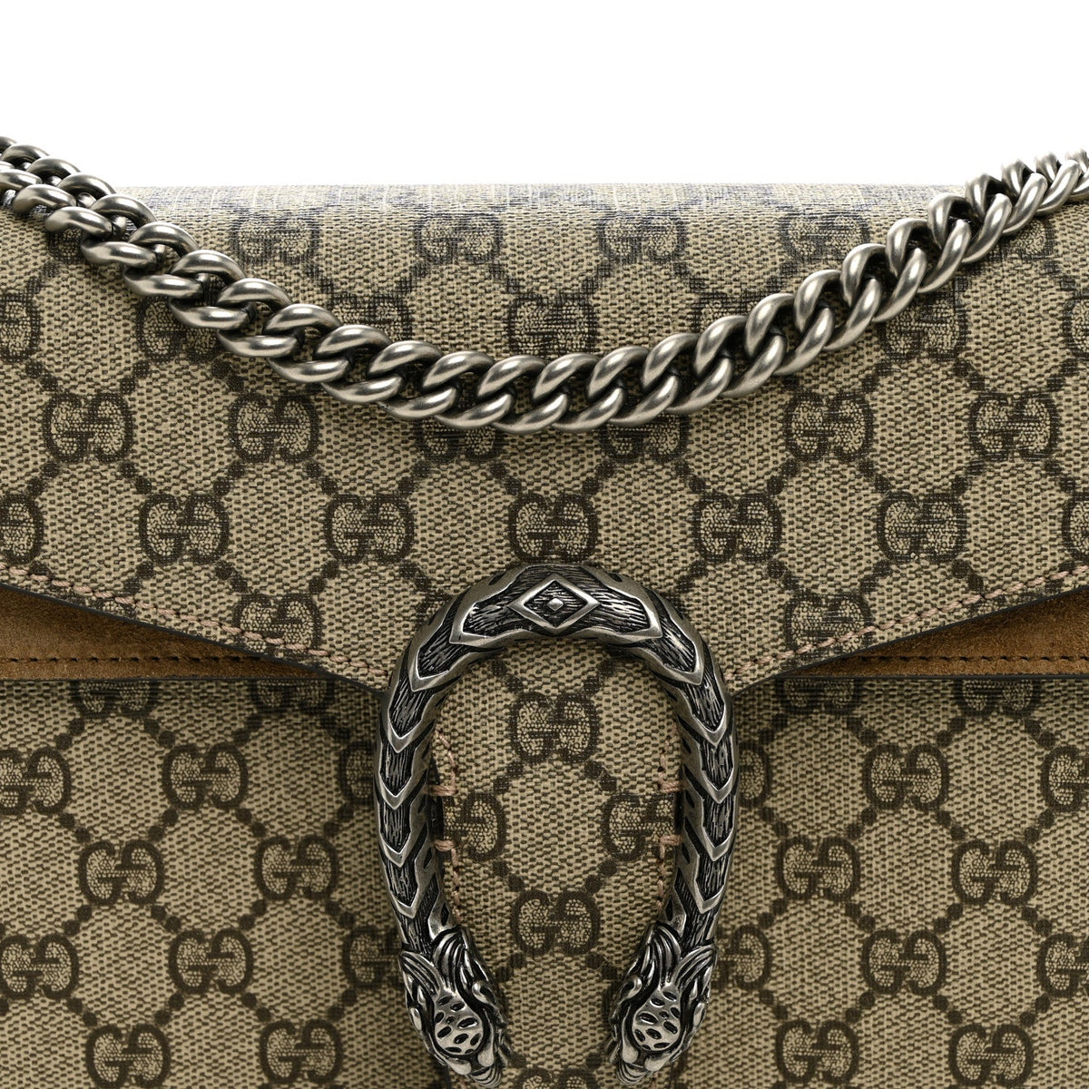 GG Supreme Monogram Suede Small Dionysus Shoulder Bag Beige Ebony Taupe