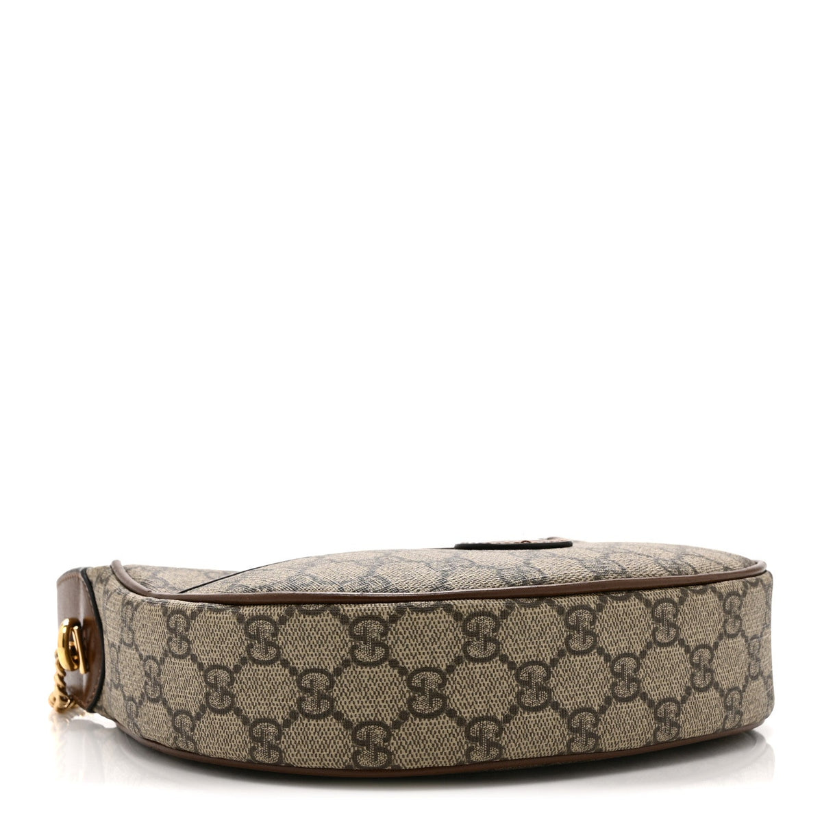 GG Supreme Monogram Azalea Calfskin Mini Retro Interlocking G Half Moon Bag Beige Ebony Brown Sugar