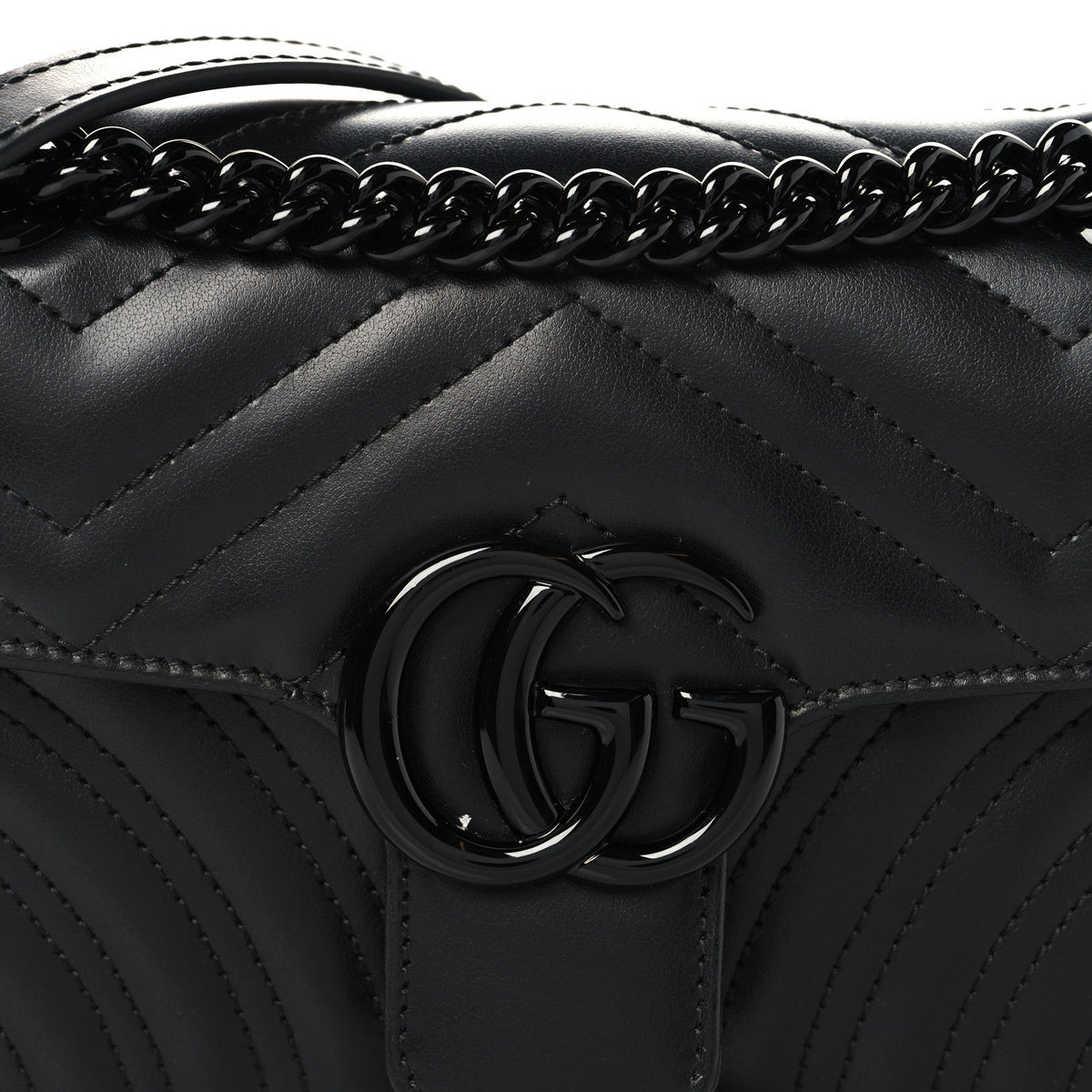 Calfskin Matelasse Monochrome Mini GG Marmont Shoulder Bag Black