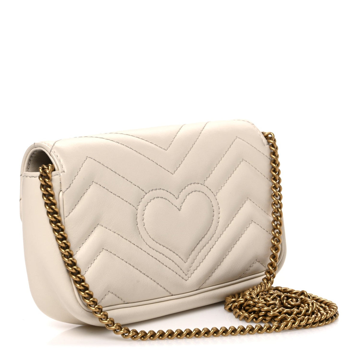 Calfskin Matelasse Super Mini GG Marmont Shoulder Bag White
