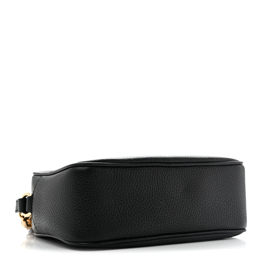 Pebbled Calfskin Small Soho Disco Bag Black