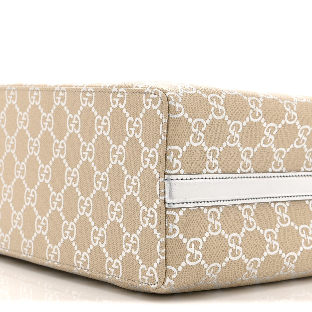 GG Supreme Monogram Emblem Medium Tote Bag  Beige Silver