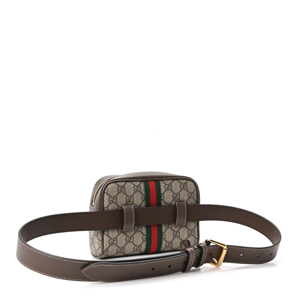 GG Supreme Monogram Web Small Ophidia Belt Bag 95 38 Dark Brown