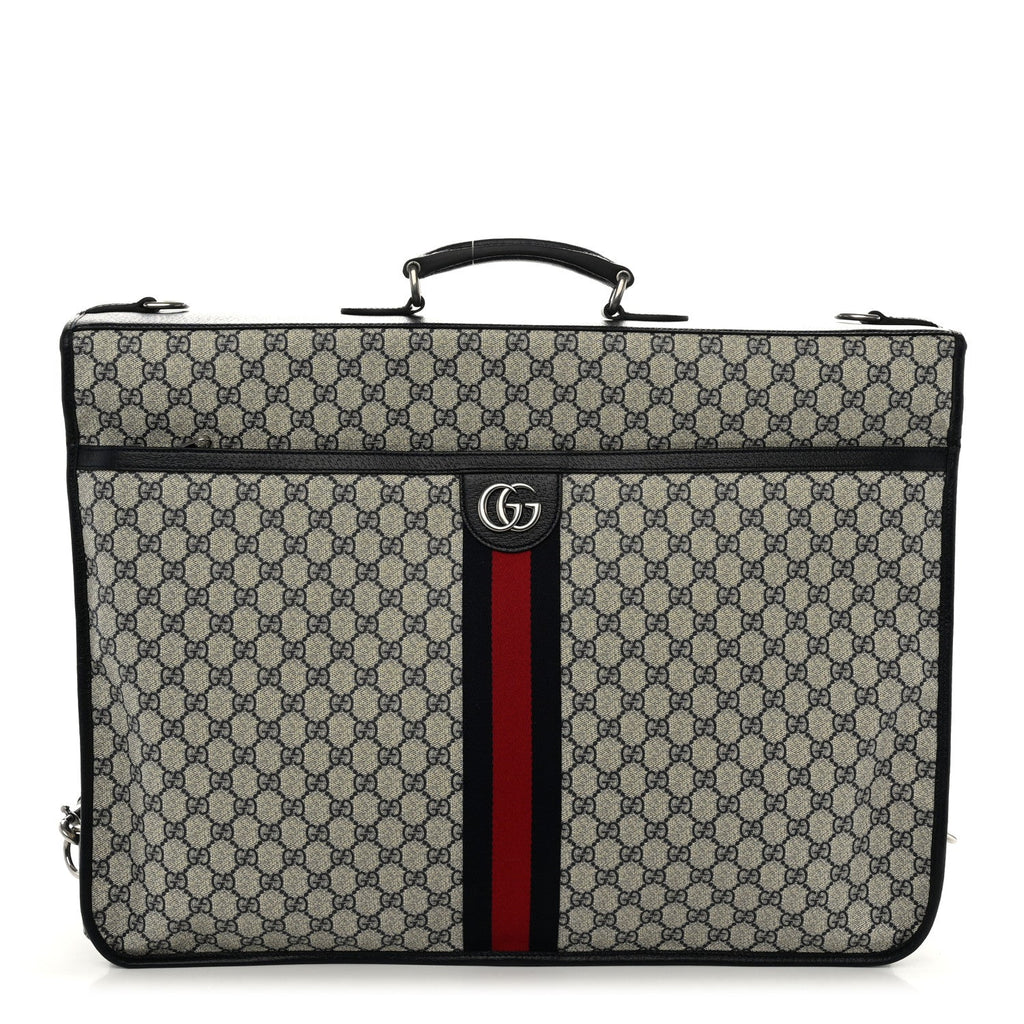 GG Supreme Monogram Web Savoy Garment Bag Beige Blue