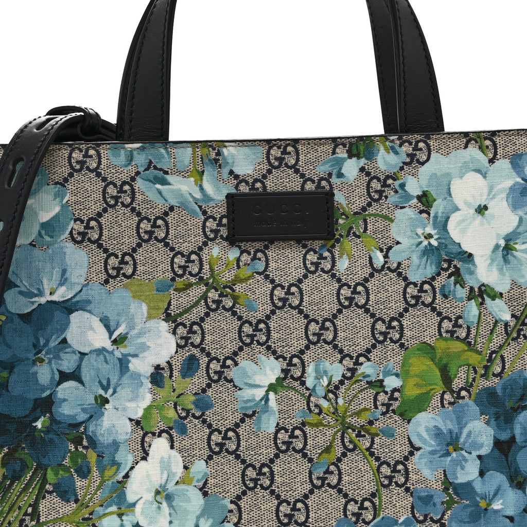 Soft GG Supreme Monogram Blooms Vertical Tote Blue