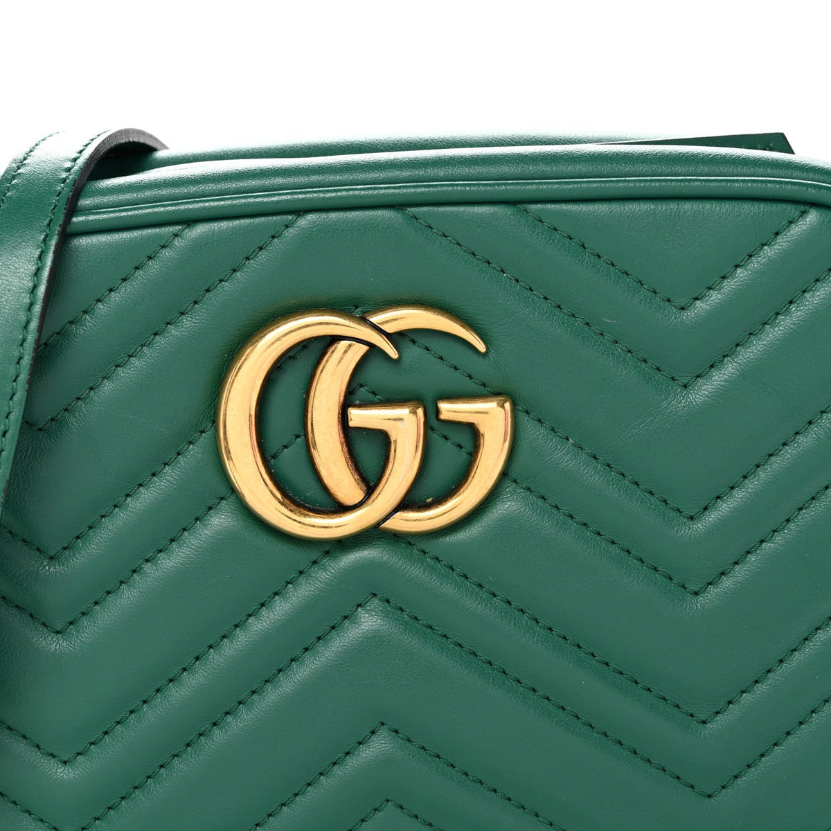 Calfskin Matelasse Small GG Marmont Chain Shoulder Bag Emerald Green