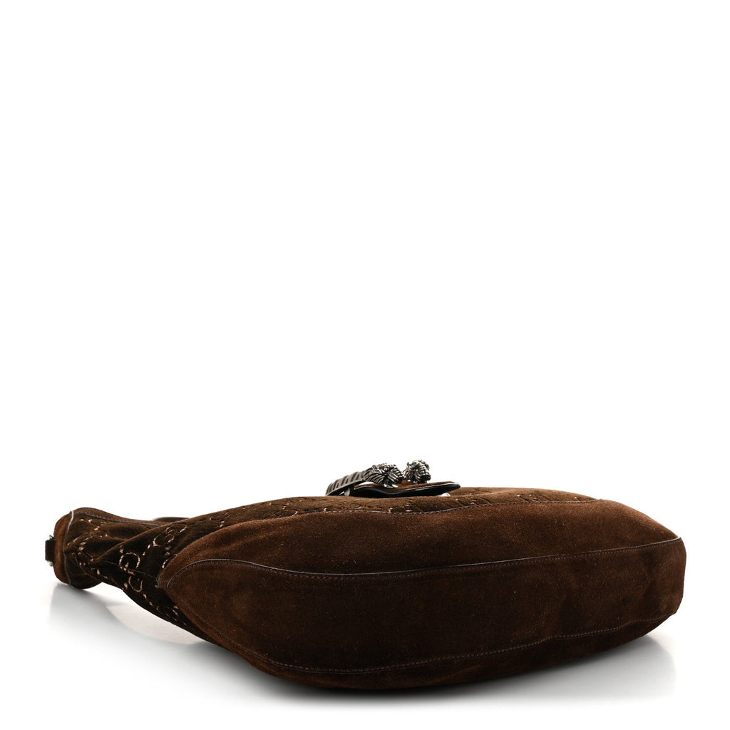 Velvet GG Monogram Web Medium Dionysus Hobo Brown
