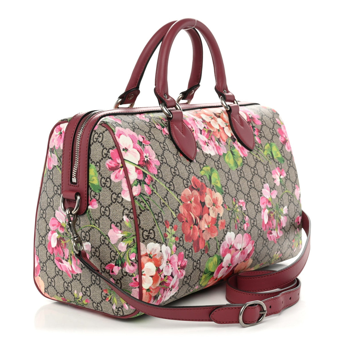 GG Supreme Monogram Blooms Medium Boston Beige Multicolor Dry Rose