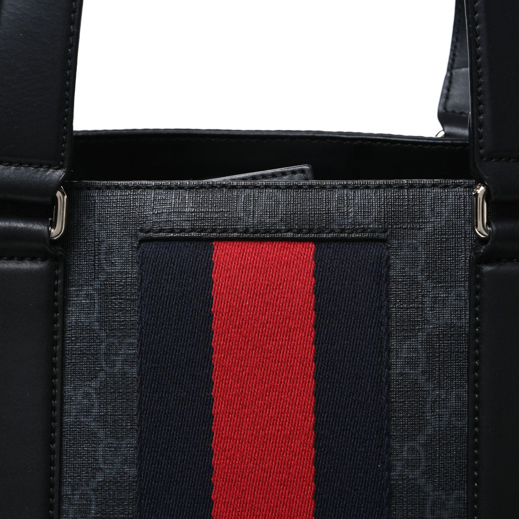 GG Supreme Monogram Web Tote Black Grey