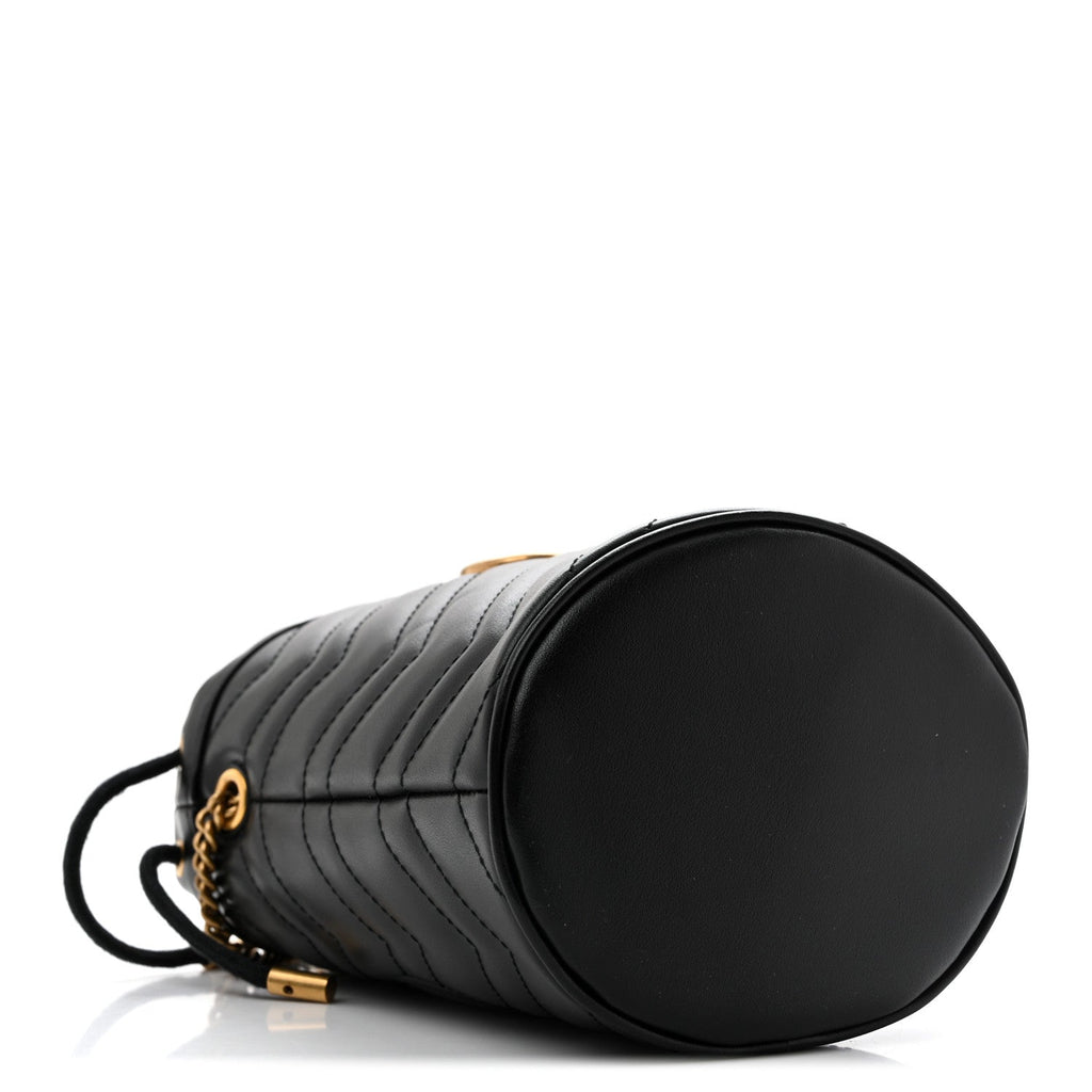 Calfskin Matelasse Mini GG Marmont 2.0 Bucket Bag Black