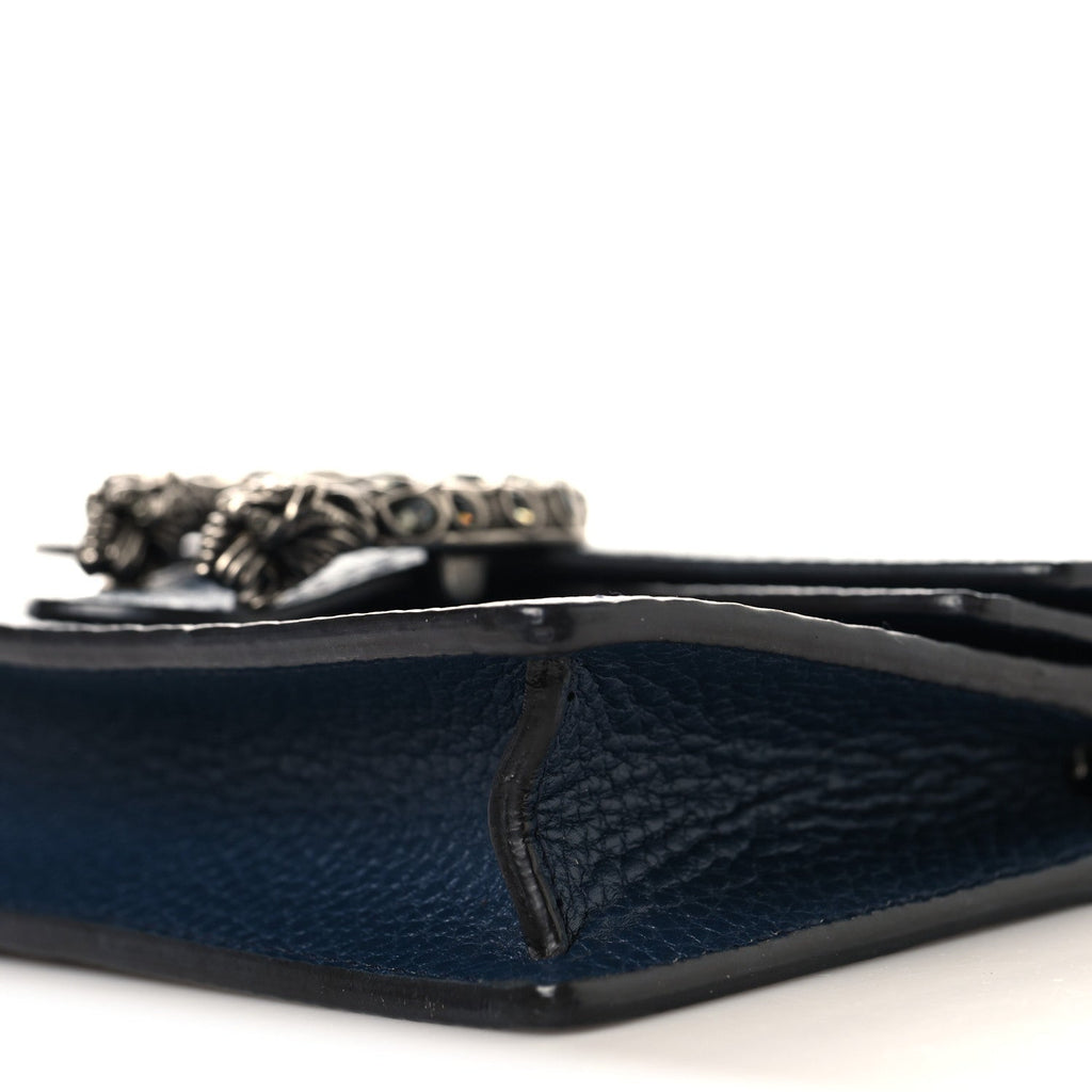 Dollar Calfskin Crystal Super Mini Dionysus Shoulder Bag Blue Agata Black Diamond
