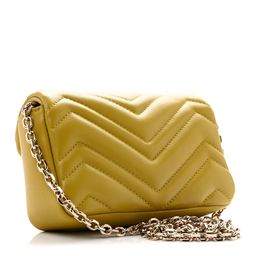 Lambskin Matelasse Mini GG Marmont Shoulder Bag Oil Yellow