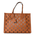 Calfskin GG Monogram Diamond Cut Medium Ophidia Tote Bag Brown
