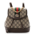 GG Supreme Monogram Textured Dollar Calfskin Web Mini Ophidia Chain Drawstring Backpack Beige Brown