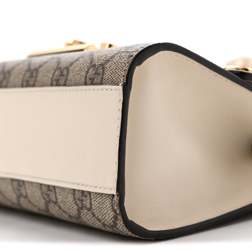 GG Supreme Monogram Studded Small Padlock Shoulder Bag White