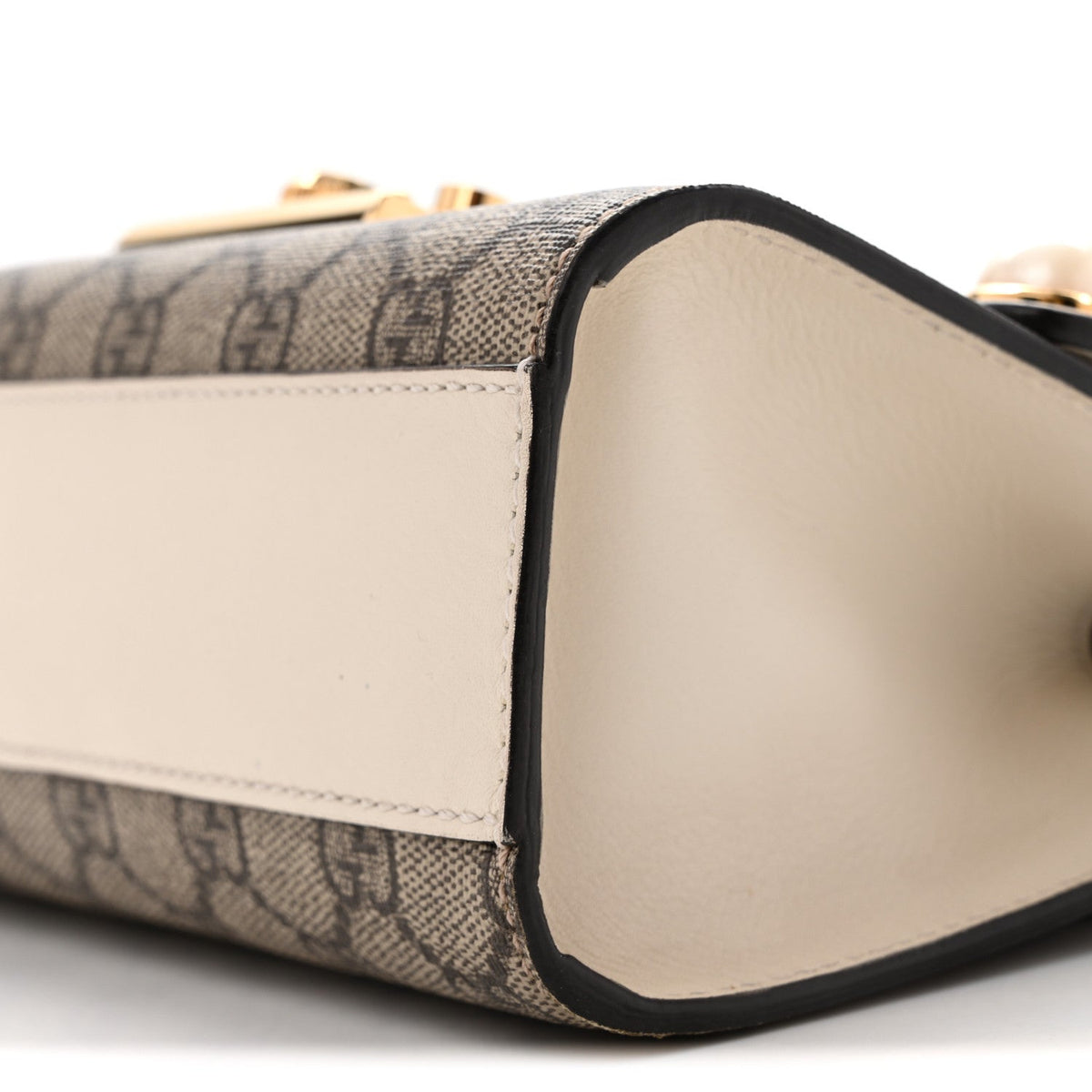GG Supreme Monogram Studded Small Padlock Shoulder Bag White