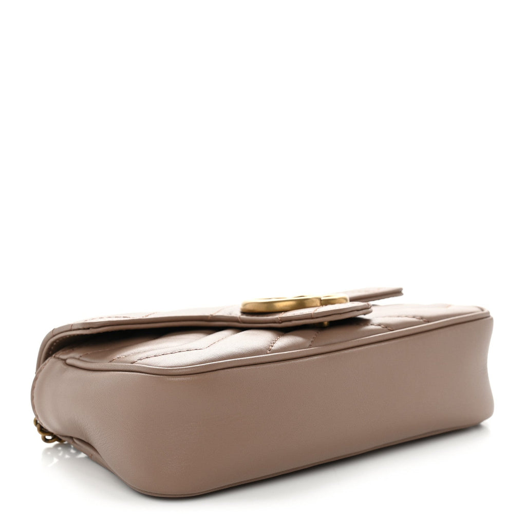 Calfskin Matelasse Super Mini GG Marmont Shoulder Bag Porcelain Rose