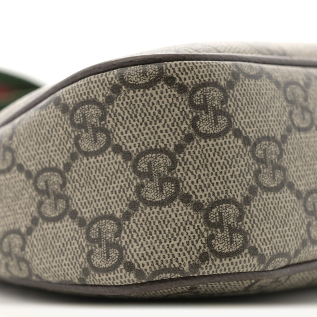 GG Supreme Monogram Textured Dollar Calfskin Web Small Ophidia GG Handbag Beige Ebony New Acero