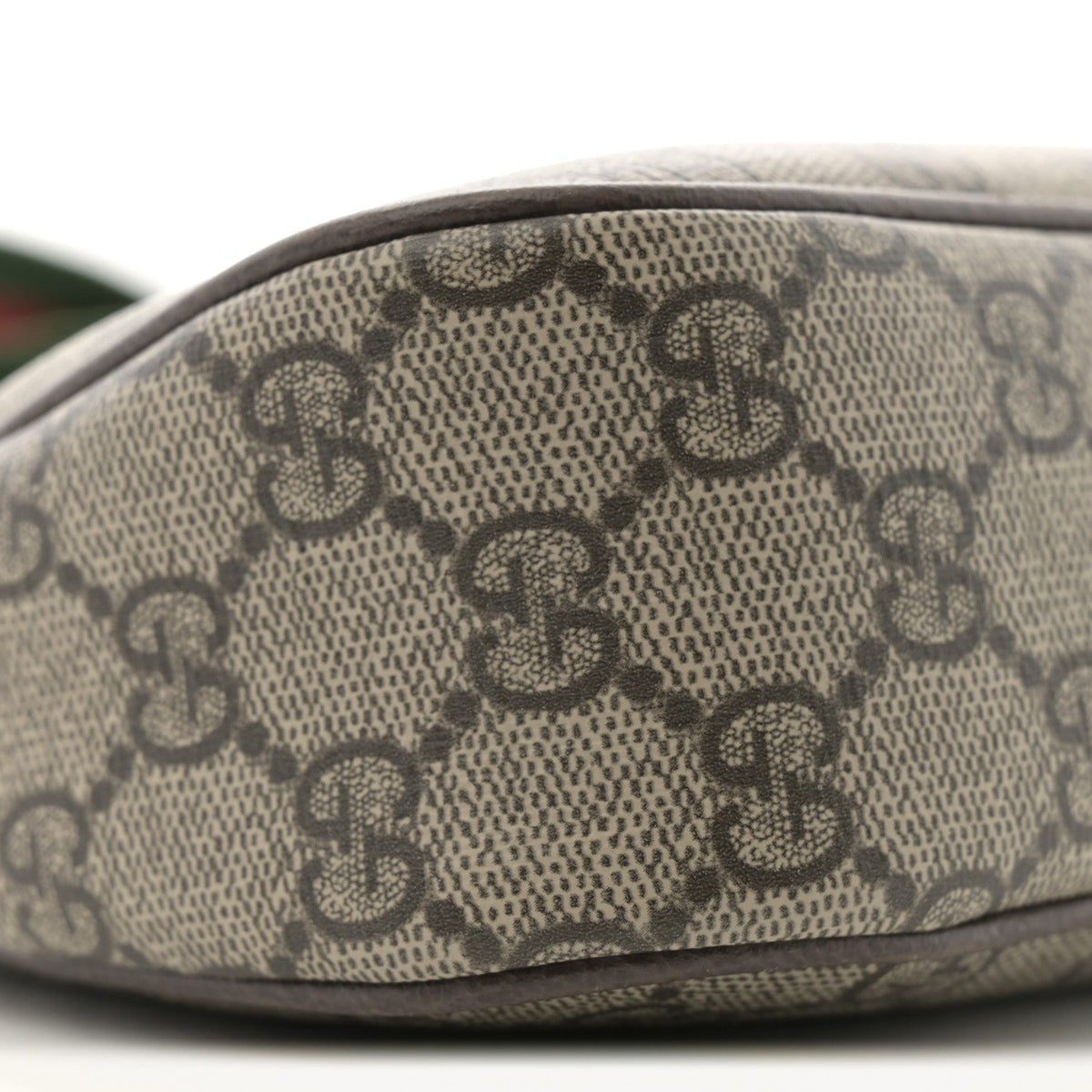 GG Supreme Monogram Textured Dollar Calfskin Web Small Ophidia GG Handbag Beige Ebony New Acero