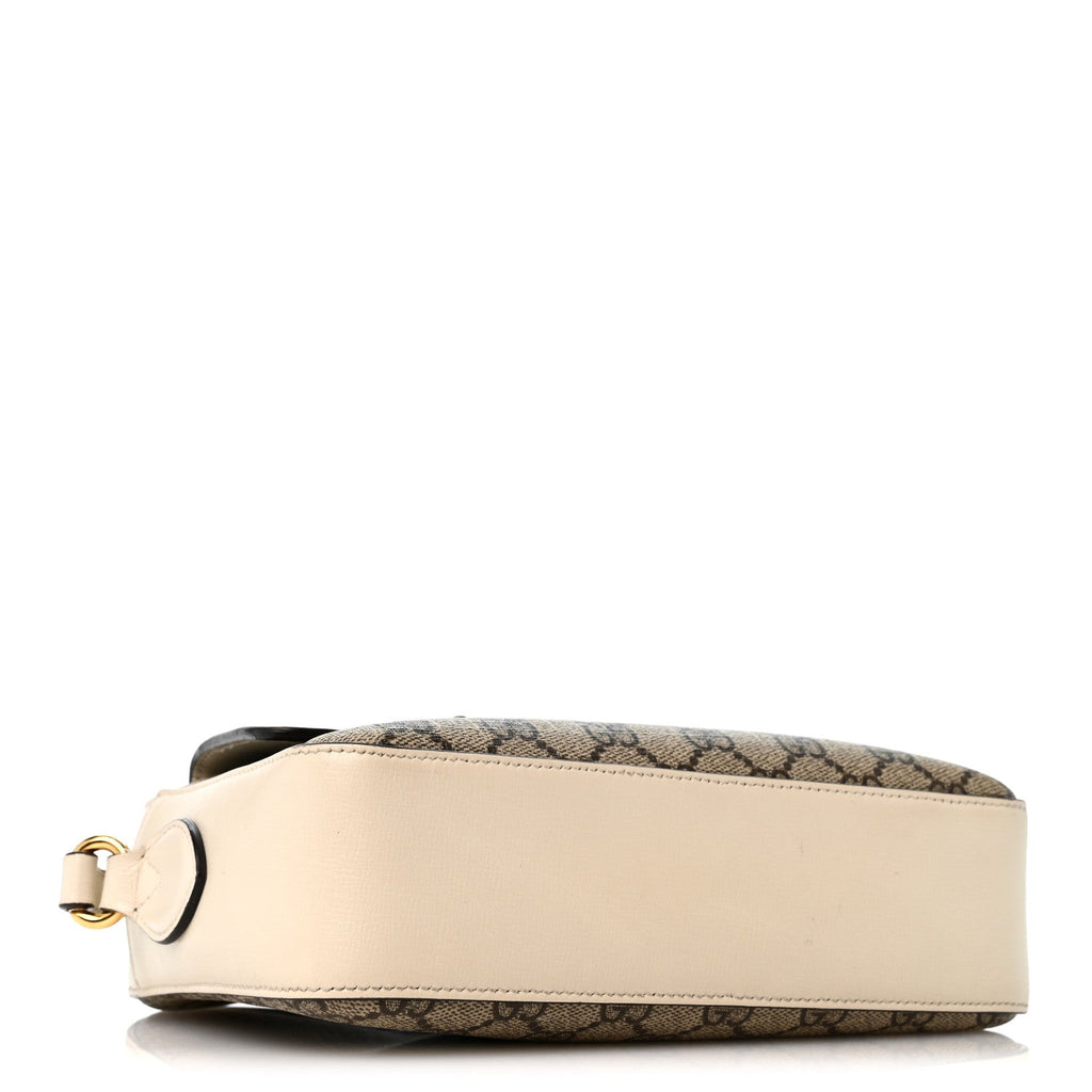 GG Supreme Monogram Small Horsebit 1955 Shoulder Bag Beige Mystic White