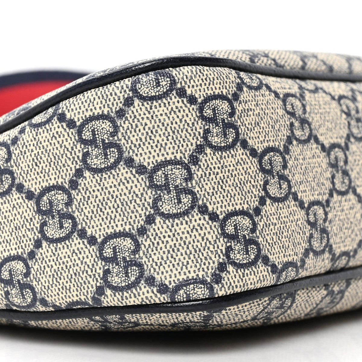 GG Supreme Monogram Textured Dollar Calfskin Web Small Ophidia GG Handbag Beige Blue