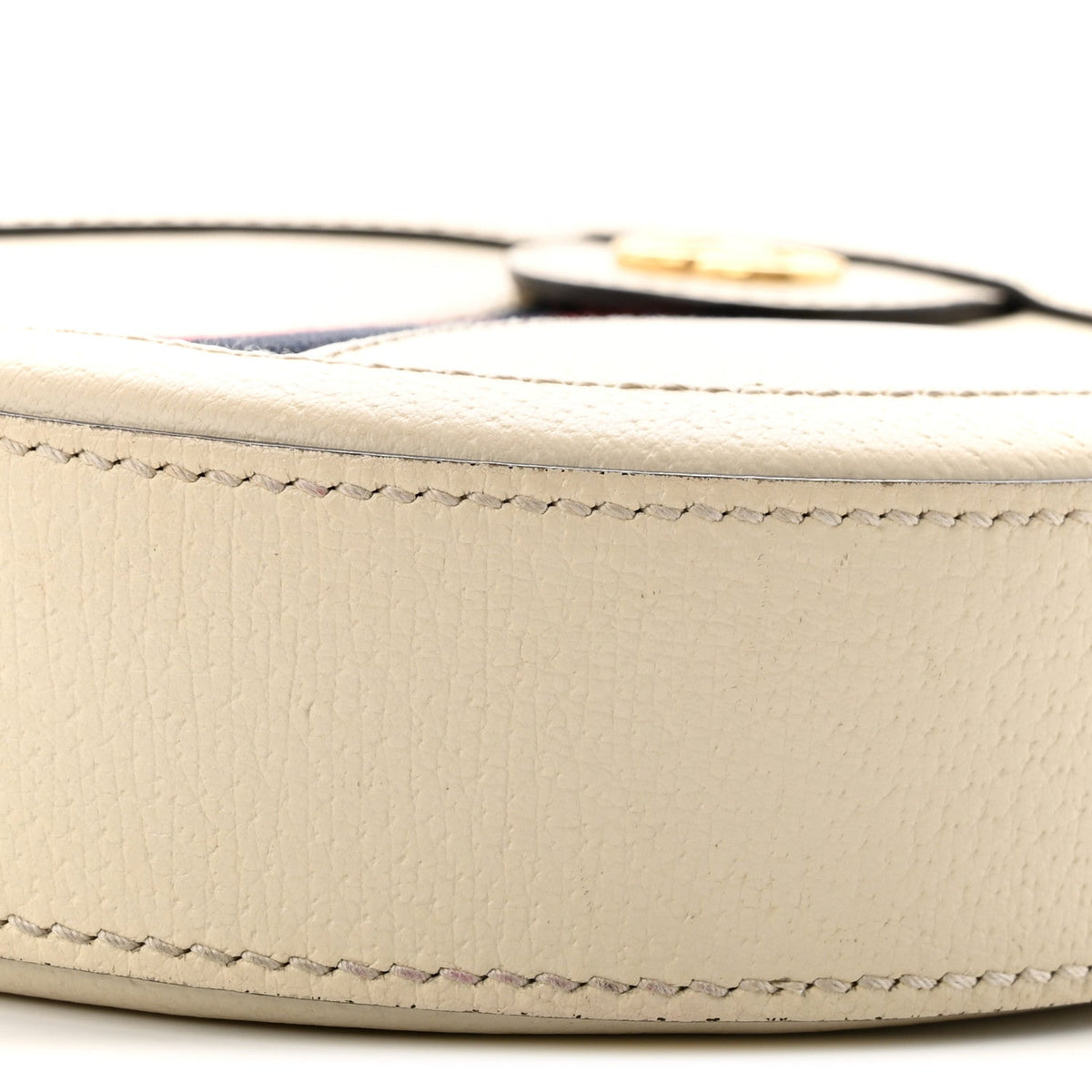 Textured Calfskin Web Mini Ophidia Round Shoulder Bag Mystic White