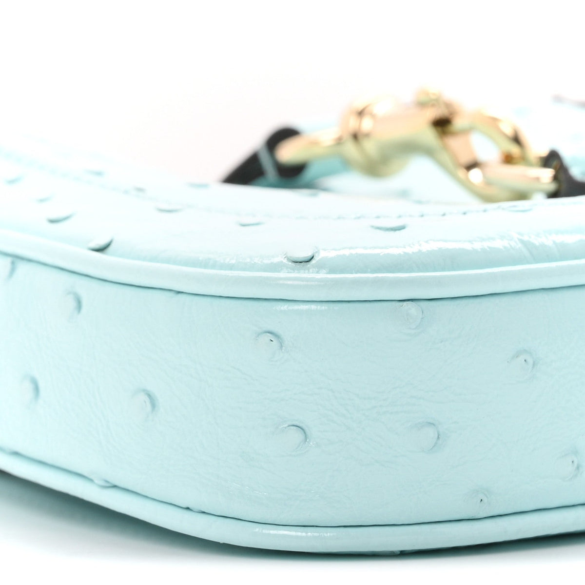 Shiny Ostrich Mini Jackie Notte Blue