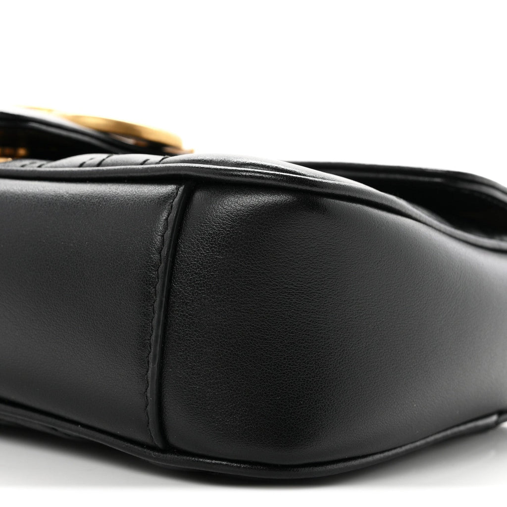 Calfskin Matelasse Mini GG Marmont Shoulder Bag Black