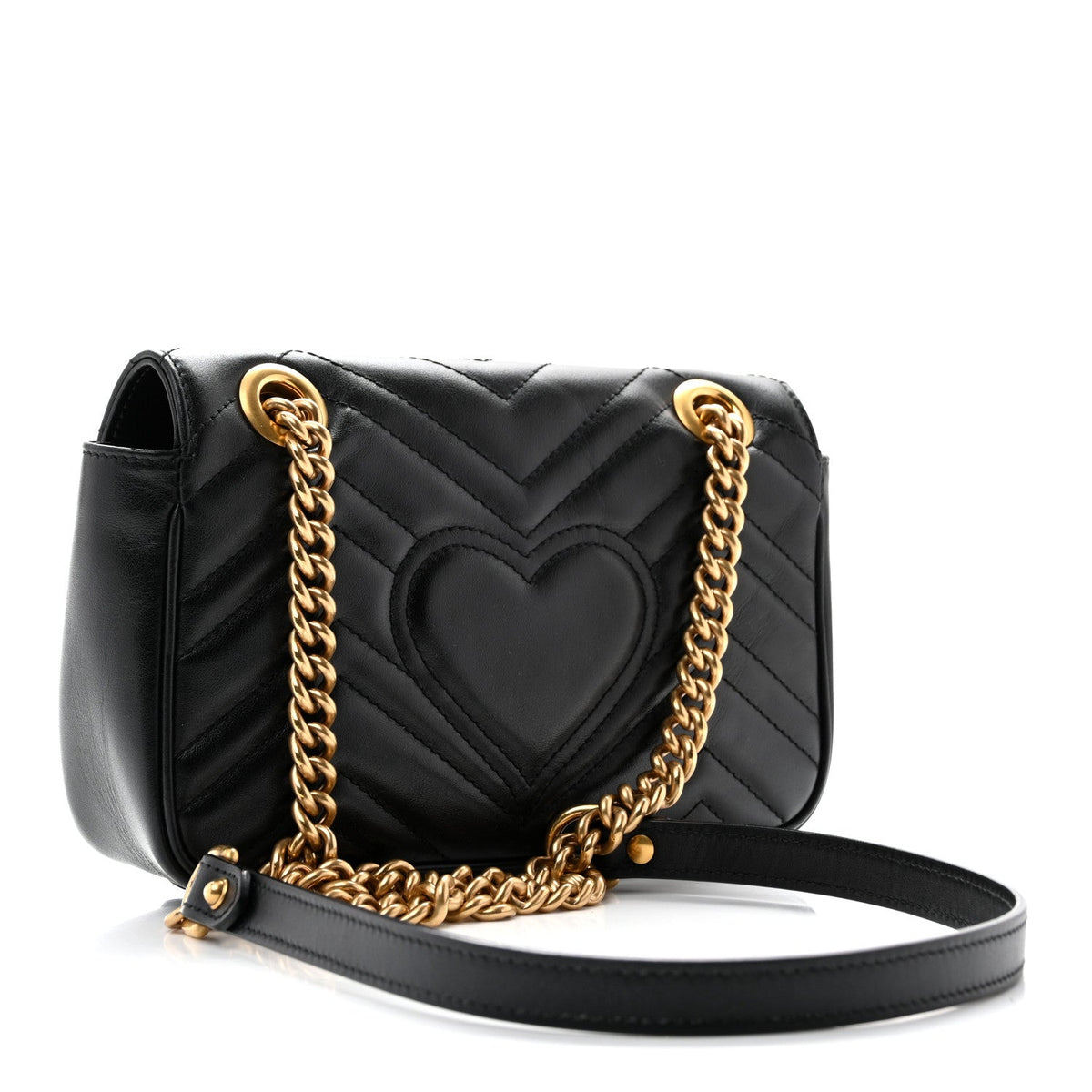 Calfskin Matelasse Mini GG Marmont Shoulder Bag Black