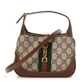 GG Supreme Monogram Azalea Calfskin Web Mini Jackie 1961 Hobo Beige Ebony Brown Sugar