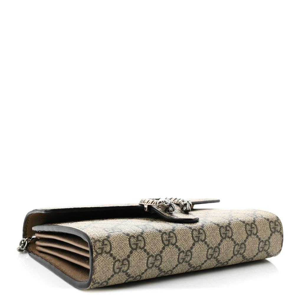 GG Supreme Monogram Mini Dionysus Chain Wallet Beige Taupe
