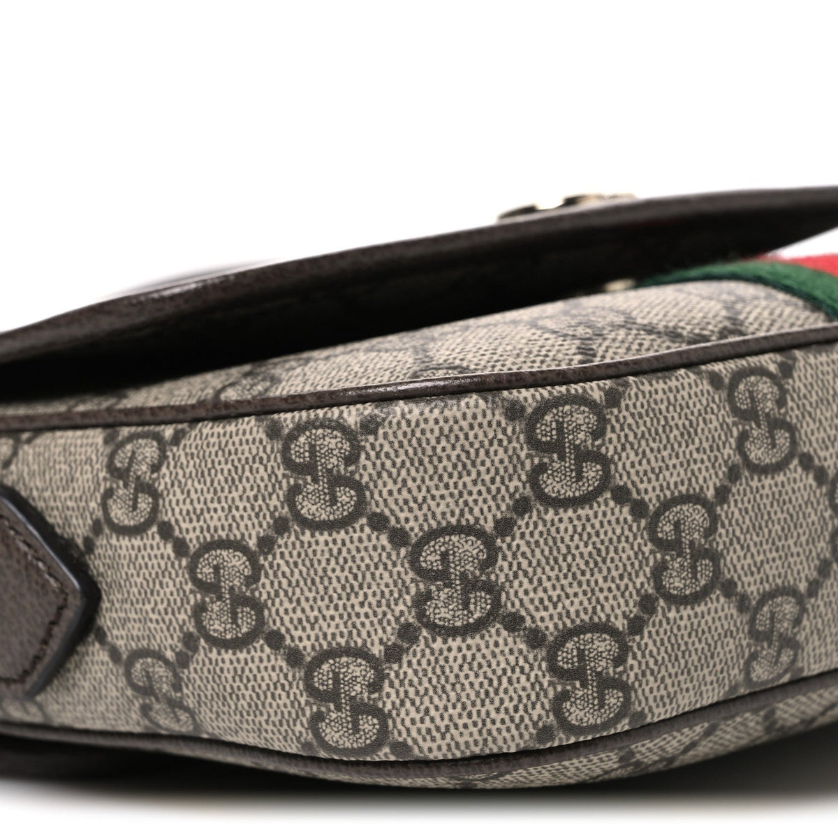 GG Supreme Monogram Textured Dollar Calfskin Small Ophidia Top Handle Shoulder Bag Beige Brown